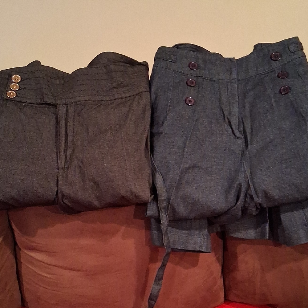 Gray and Blue Jean Buttoned Pants